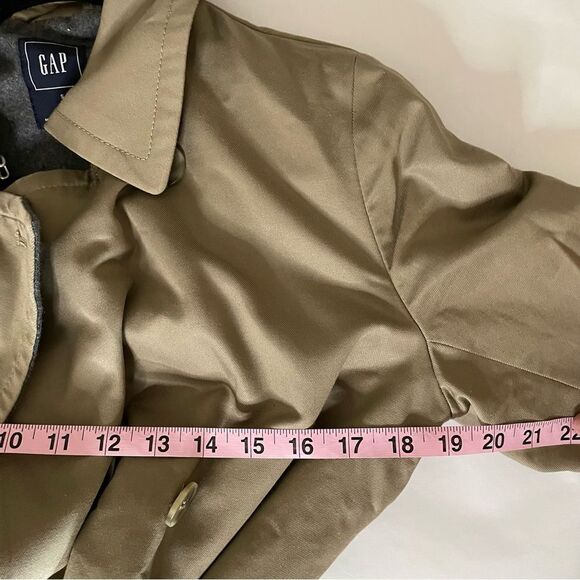 Ladies GAP modern Trench Coat driftwood khaki fleece lined belted jacket S - Picture 6 of 11